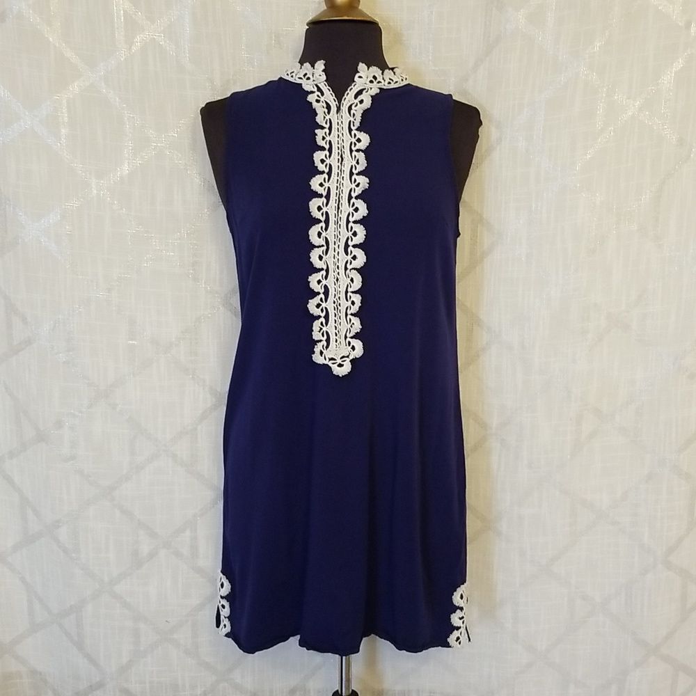 Marley Lilly Dress Women's Small Blue Summer Sleeveless Coastal Preppy